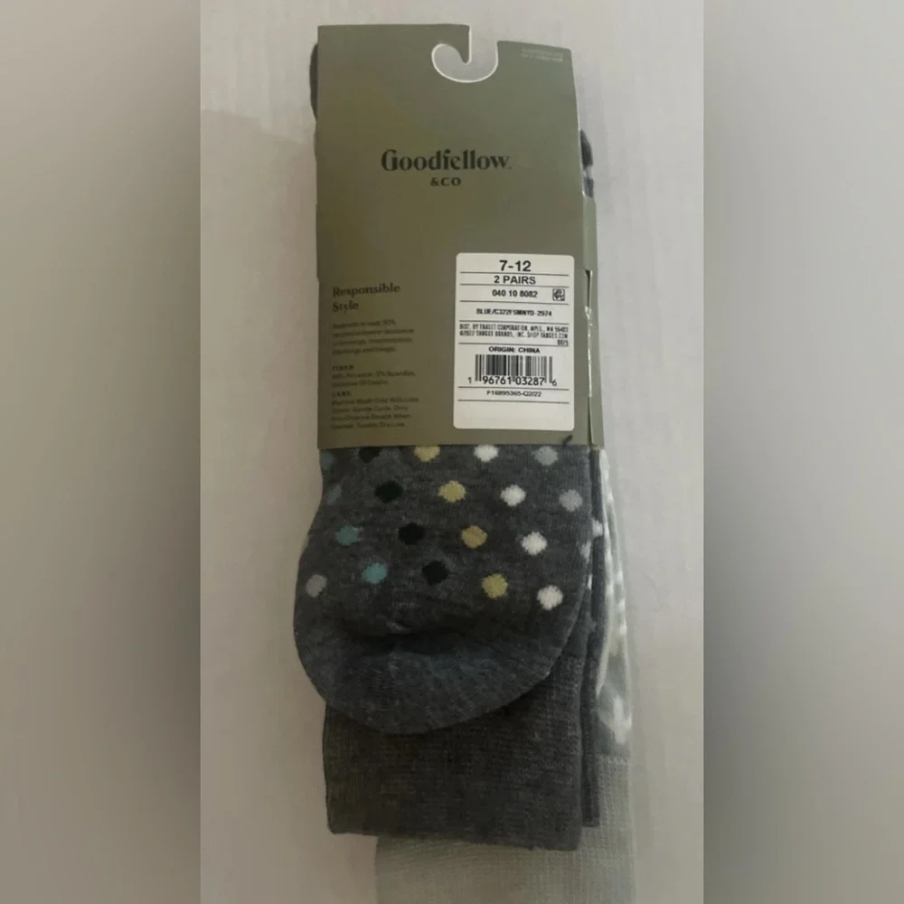 Goodfellow Crew Socks 2 Pack Mens 7-12 Gray Pattern Casual Dress Socks NWT